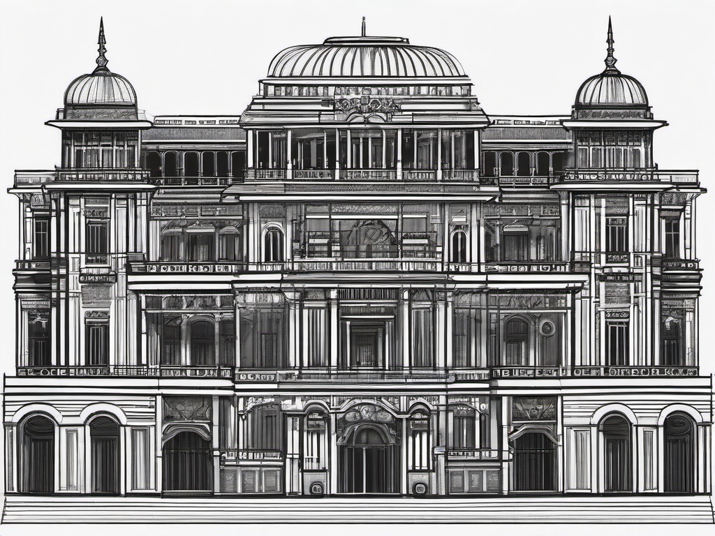 drawing of palace  minimal rough scribbles,doodles,black and white