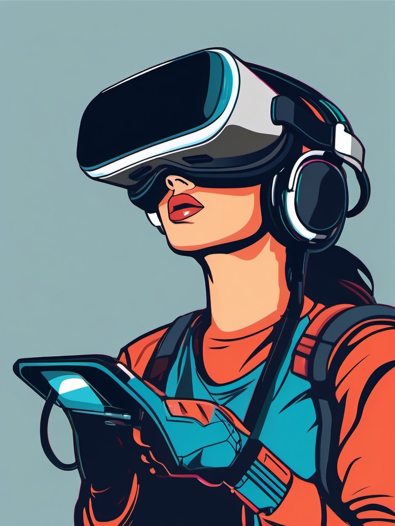 VR Headset Gaming clipart - Virtual reality gaming with a headset, ,vector color clipart,minimal