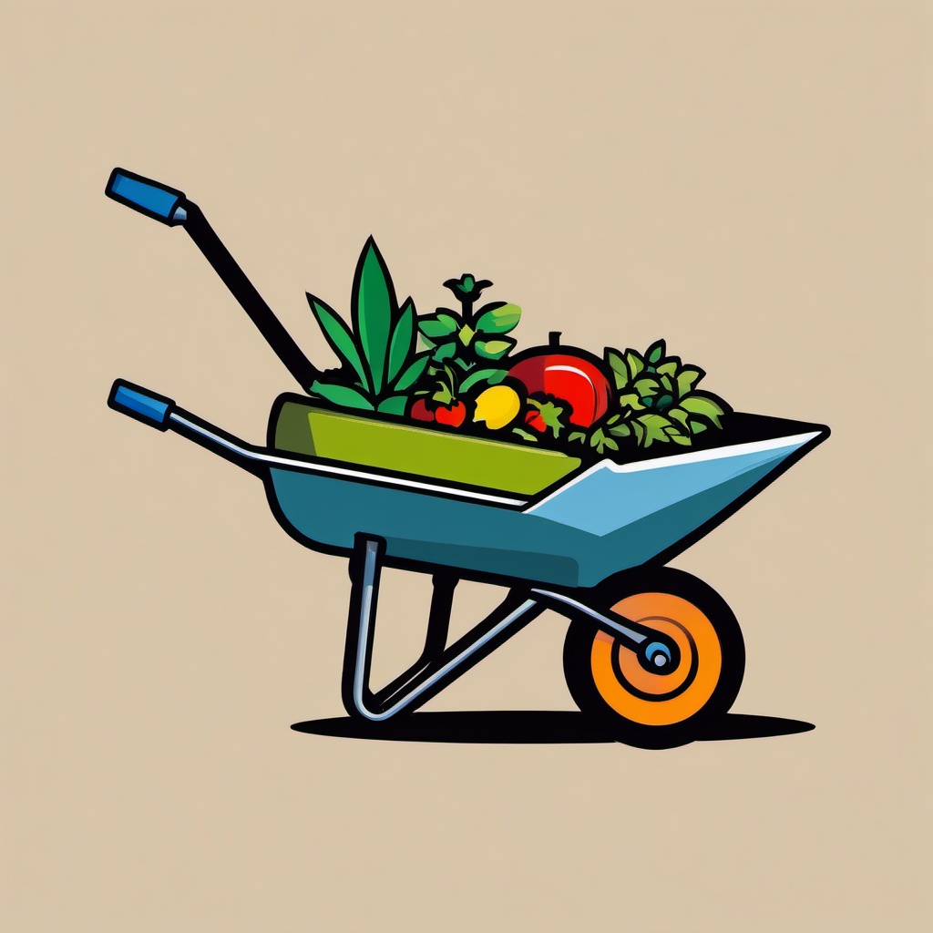 Wheelbarrow icon - Wheelbarrow symbolizing gardening and work,  color clipart, vector art