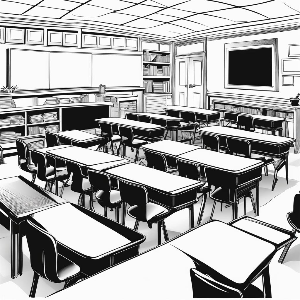 classroom clipart black and white 