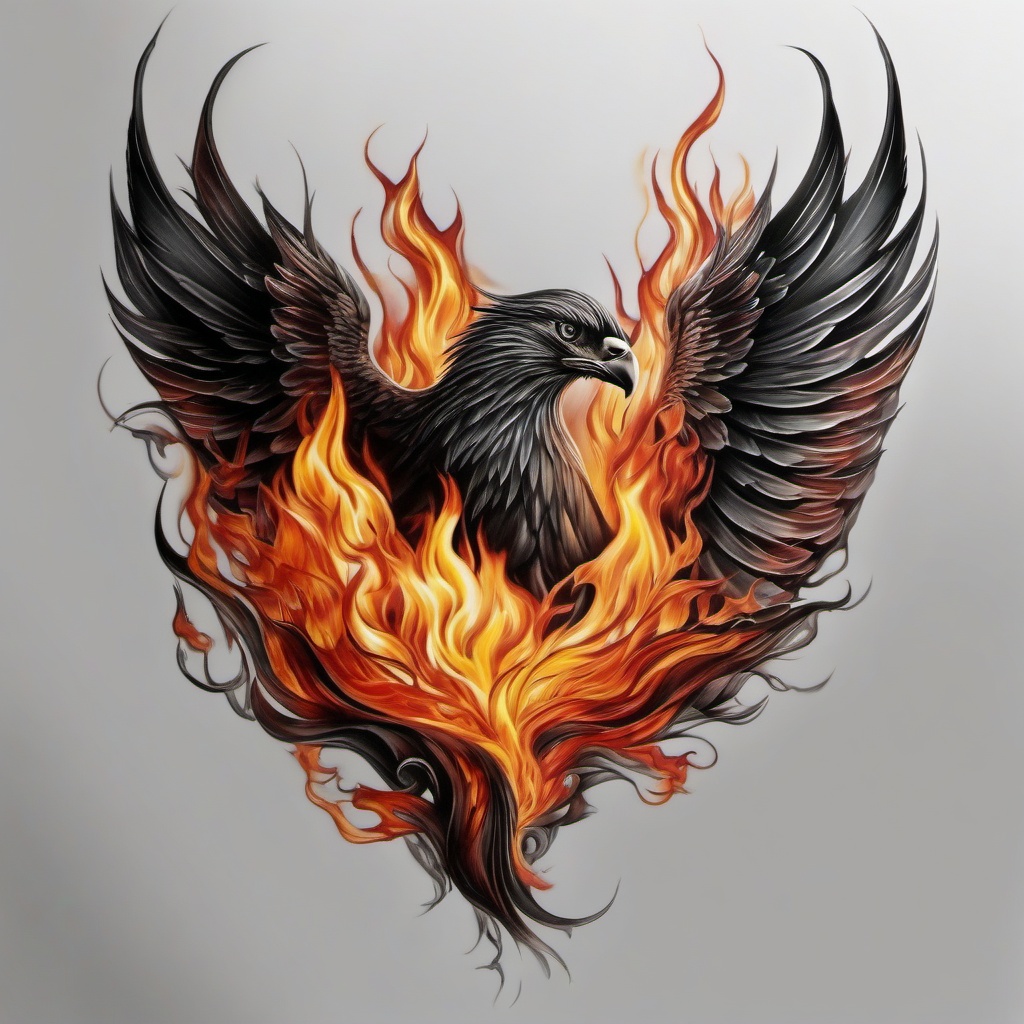 realistic fire tattoo  simple color tattoo,white background