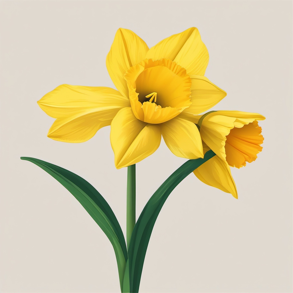 Daffodil Clip Art - A bright yellow daffodil in full bloom,  color vector clipart, minimal style draw in realism style