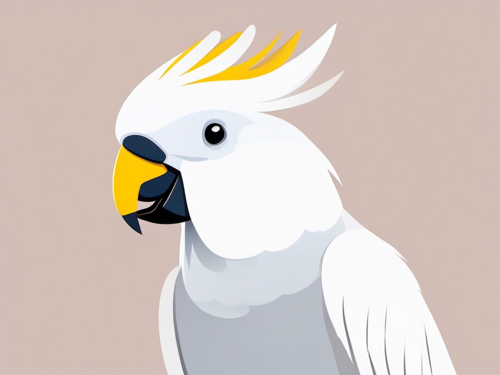 Cockatoo cartoon  minimal, white background