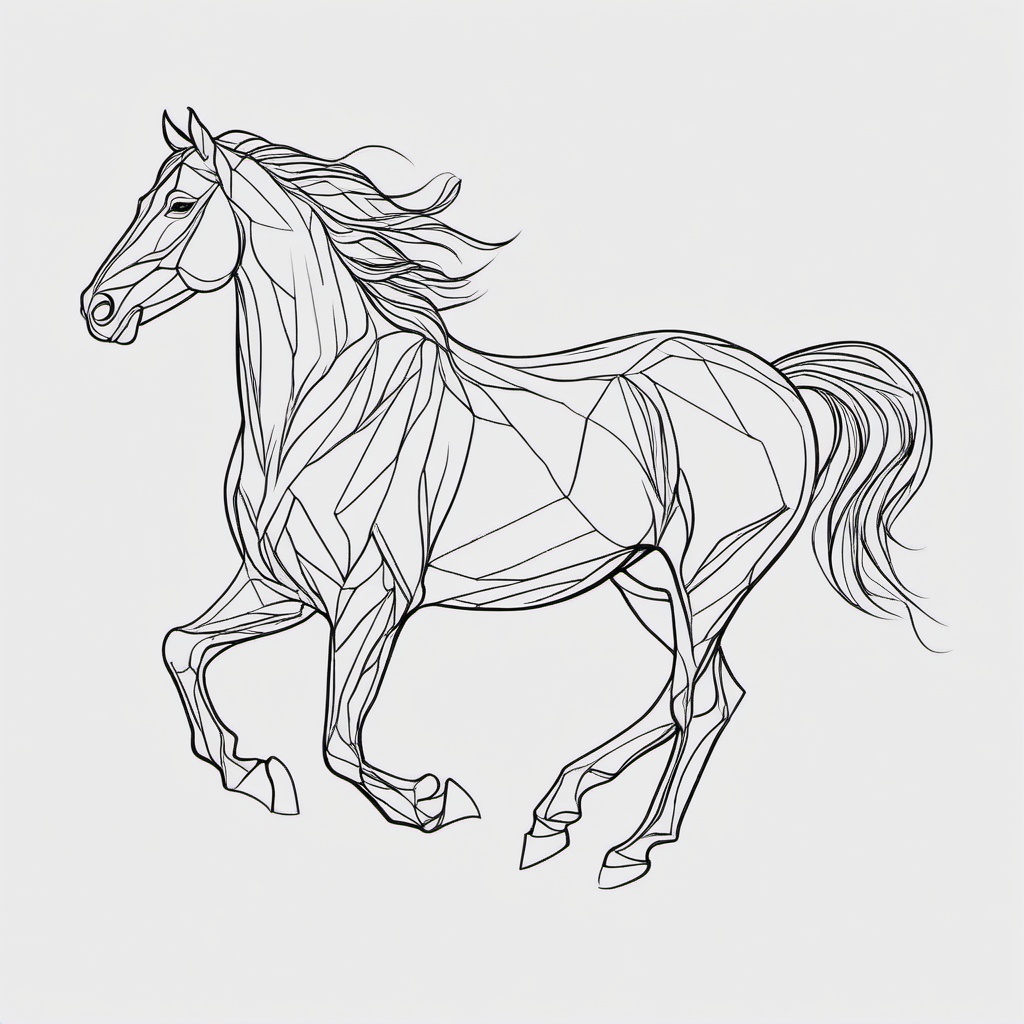 outline horse tattoo  simple tattoo,minimalist,white background