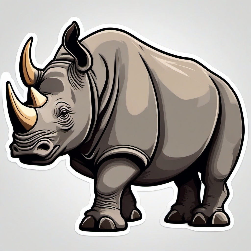 Rhinoceros cartoon - thick-skinned, horned giant  cartoon sticker style