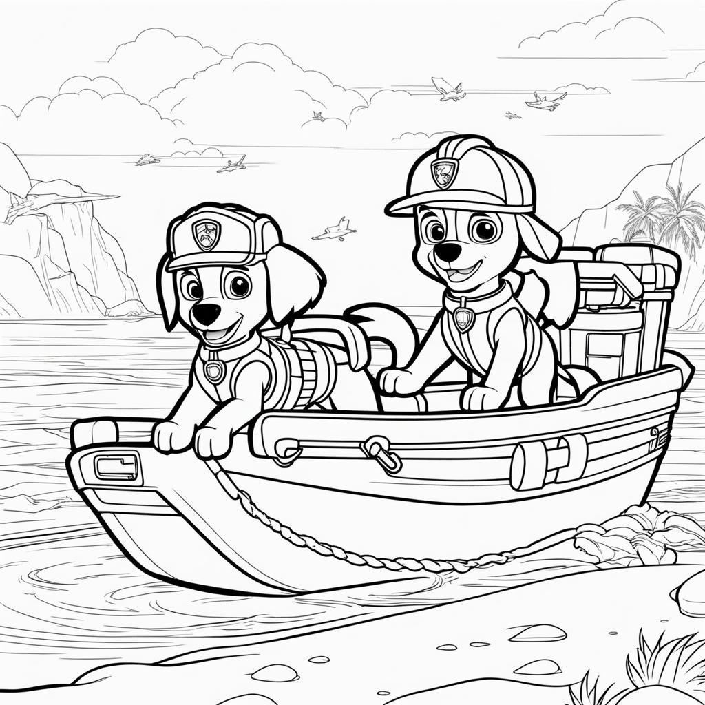 paw patrol coloring pages - rocky and zuma work together to rescue a stranded dolphin. 