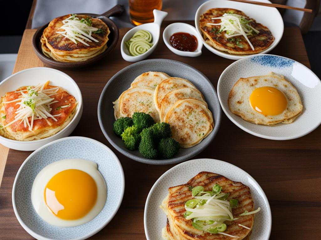 japanese okonomiyaki party - savory pancakes loaded with various ingredients, grilled to perfection. 