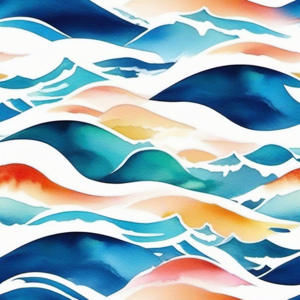 Watercolor Wave Tattoo - Showcase the beauty of watercolor artistry with a watercolor wave tattoo.  simple vector color tattoo,minimal,white background