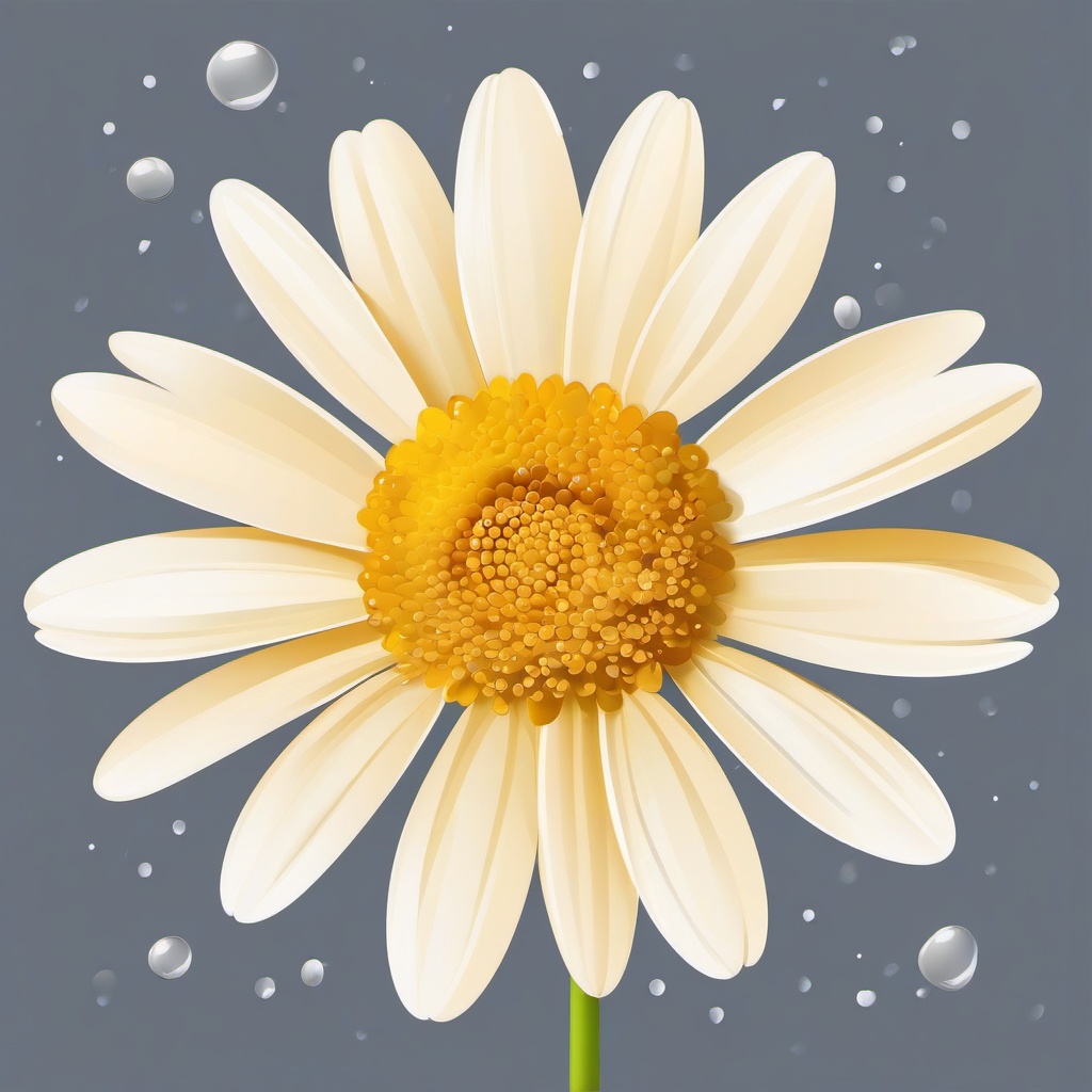 Daisy clipart - close-up of daisy with raindrops on petals  color,minimalist,vector clipart