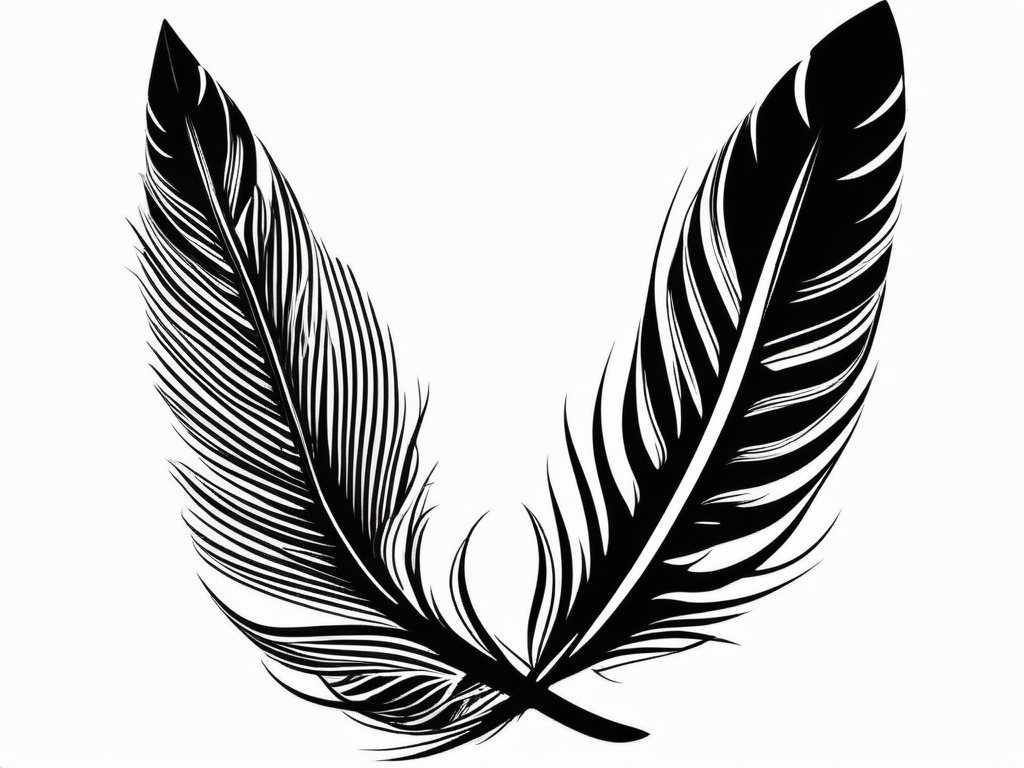 Feather Tattoo Black - Black-colored feather tattoo.  simple vector tattoo,minimalist,white background