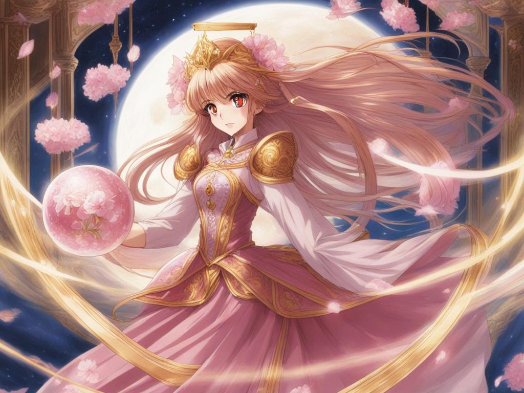 sakura kinomoto captures clow cards in a magical battle within a dreamlike realm. 