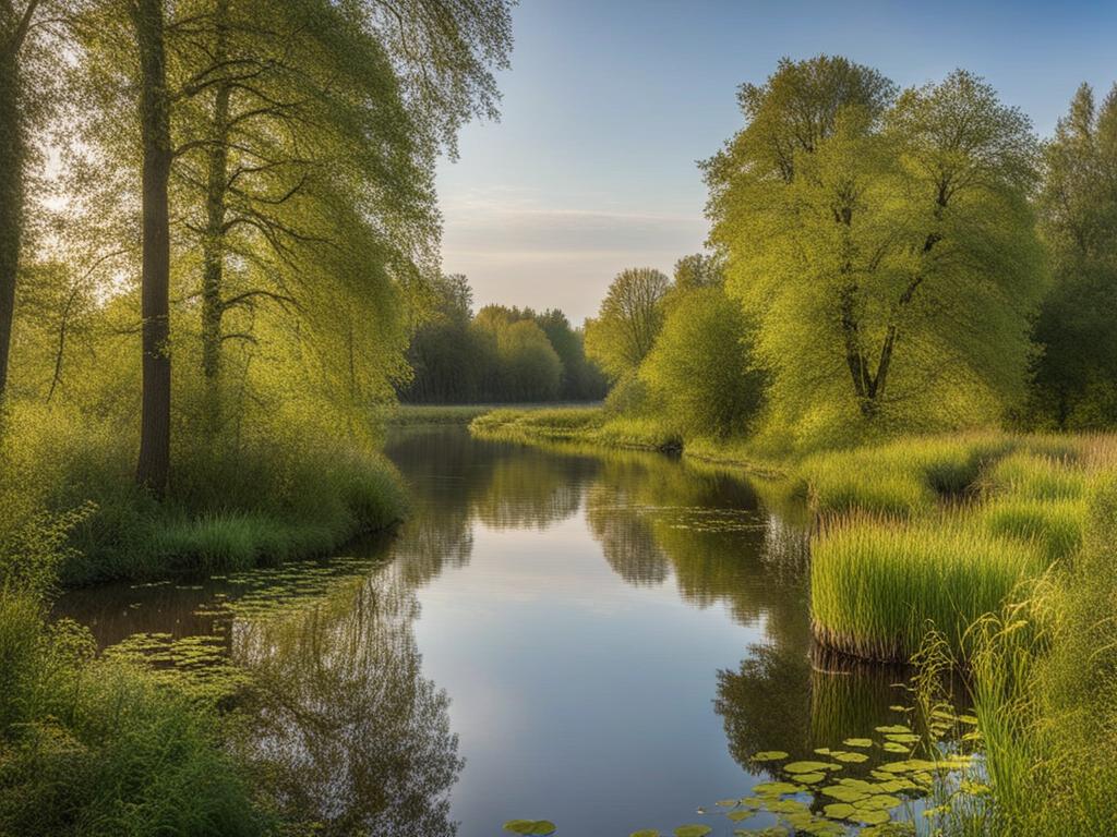 märkisches luch wetlands - illustrate the tranquility of the märkisches luch wetlands, where canals and birdwatching spots abound. 