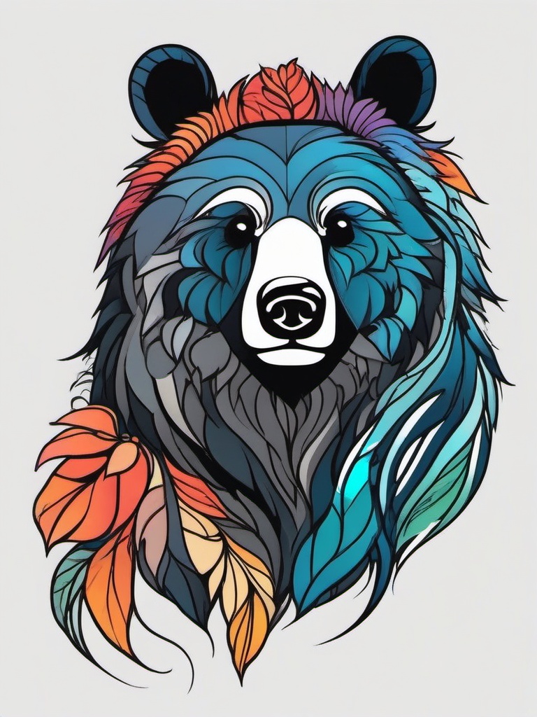 simple cute bear tattoo  simple vector color tattoo