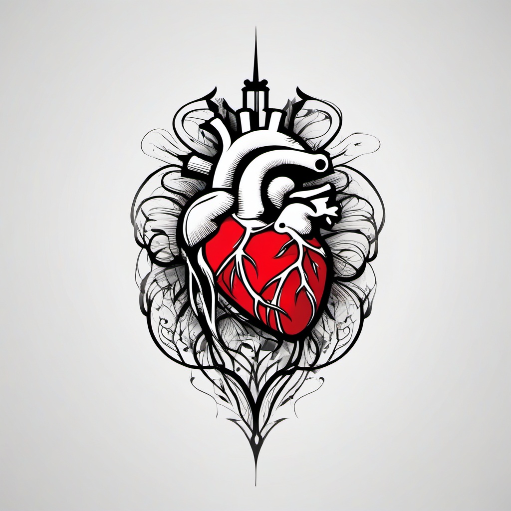 Last Heartbeat Tattoo - Create a poignant and meaningful tattoo that represents the concept of a final heartbeat.  simple vector color tattoo,minimal,white background