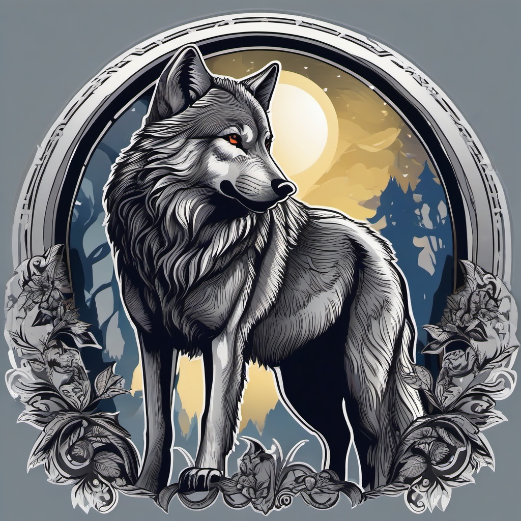 Wolf clipart - wolf in a fantasy setting  clipart