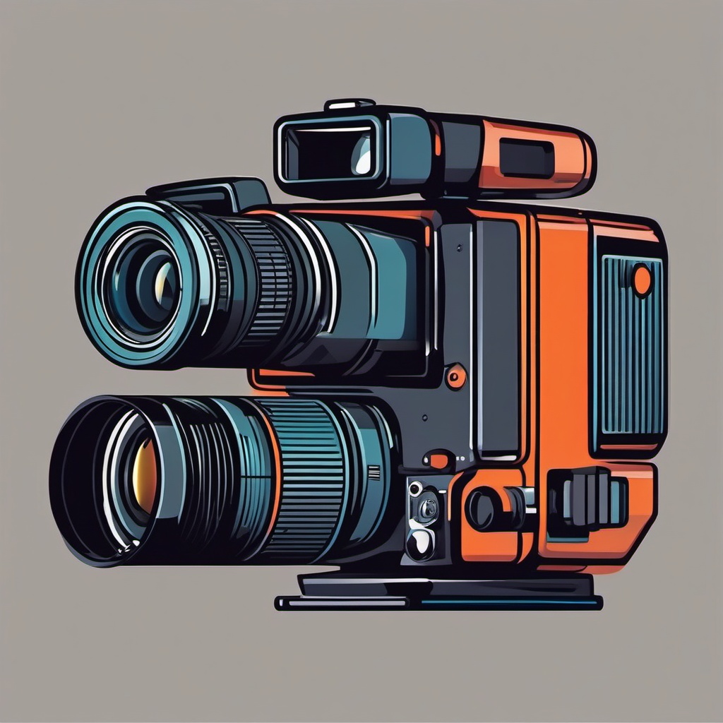 Video Camera Clipart - Video camera for recording and filming,  color vector clipart, minimal style