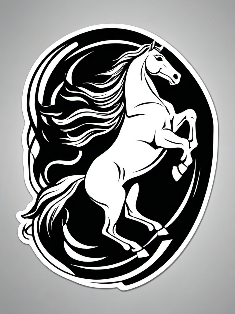 Horse Galloping Sticker - A majestic horse galloping with flowing mane and tail. ,vector color sticker art,minimal