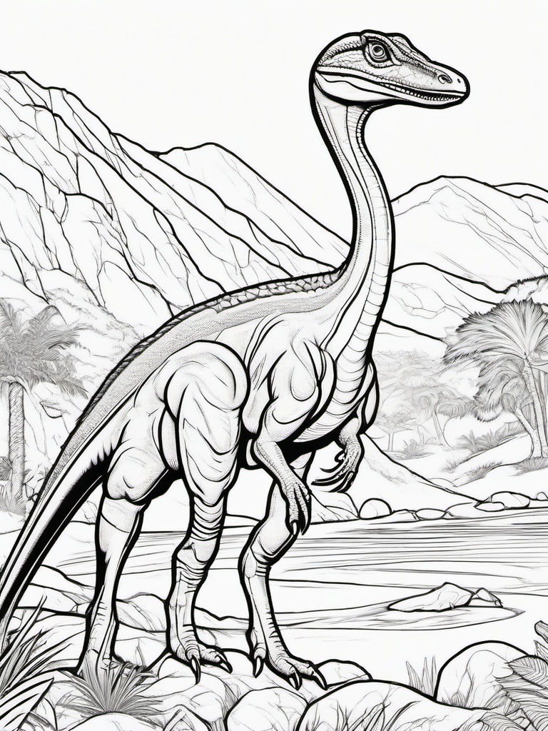 Coelophysis Coloring Pages - Small Quick Dinosaur  black outline printable coloring page