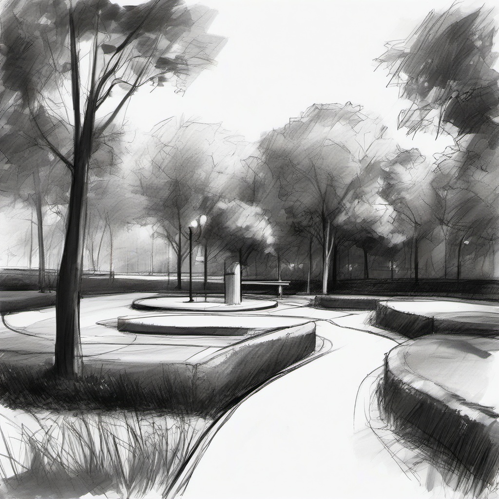 sketch of park  minimal rough sketch scribbles,doodles,black and white