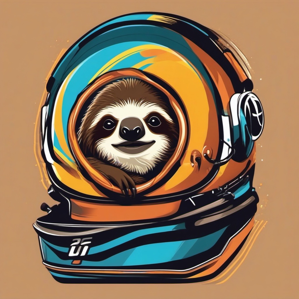 Smiling Sloth - Design a t-shirt showing a sloth having a slow-motion race in a snail-shaped stadium. ,t shirt vector design