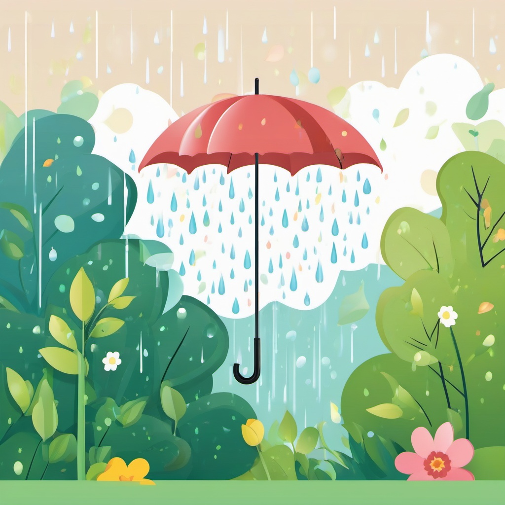 Spring Rain Shower clipart - A gentle spring rain shower, ,vector color clipart,minimal