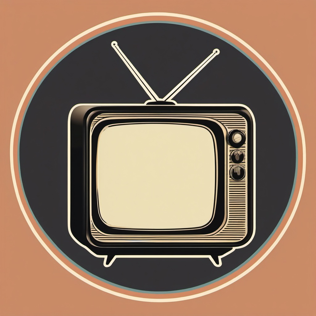 Retro TV with antennas sticker- Vintage broadcast, , sticker vector art, minimalist design