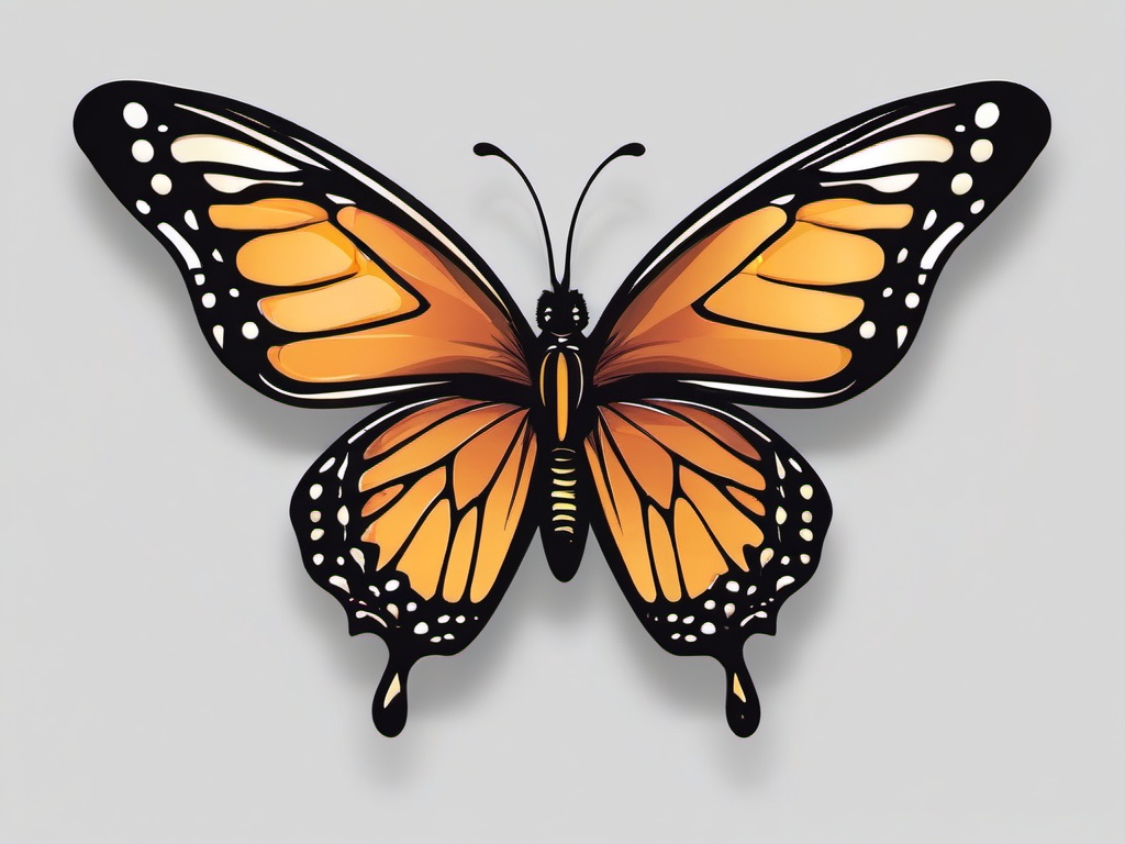 Butterfly with Trail Sticker - Butterfly with a graceful trail, ,vector color sticker art,minimal