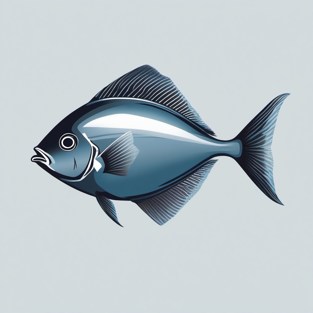 Pomfret Clipart - Pomfret fish cruising near the surface , minimal, 2d