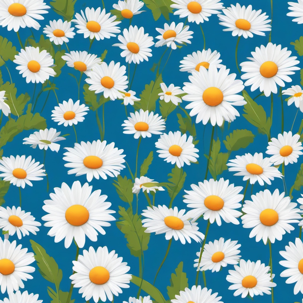 Daisy clipart - daisy field under a blue sky  color,minimalist,vector clipart