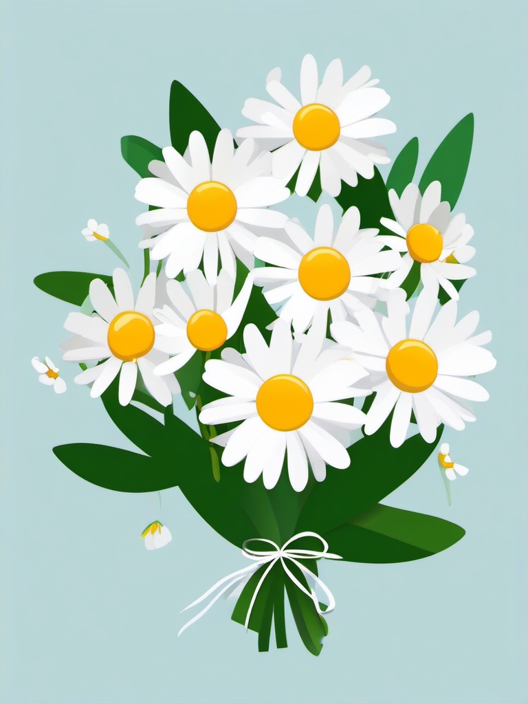 Daisy clipart - daisy bouquet tied with a ribbon  color,minimalist,vector clipart