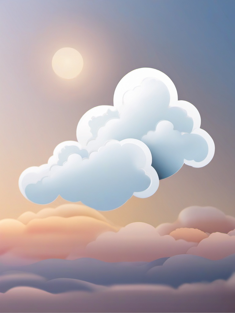 Cloud Sticker - Fluffy white cloud design, ,vector color sticker art,minimal