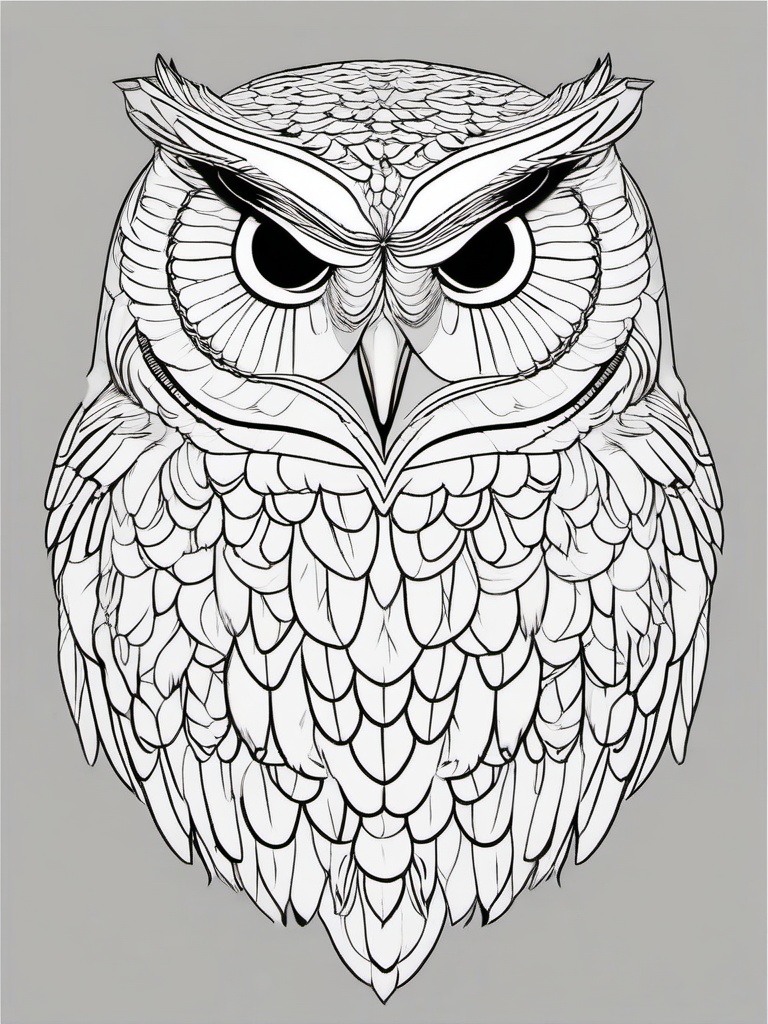 Snowy Owl Coloring Pages - White Owl of the Arctic  minimal black outline printable sheet, coloring page