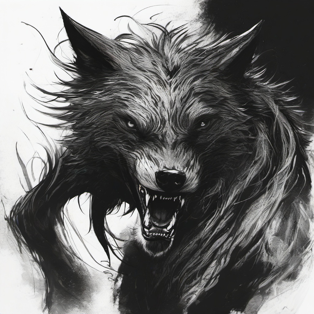 drawing of a skinwalker  minimal rough sketch scribbles,doodles,black and white