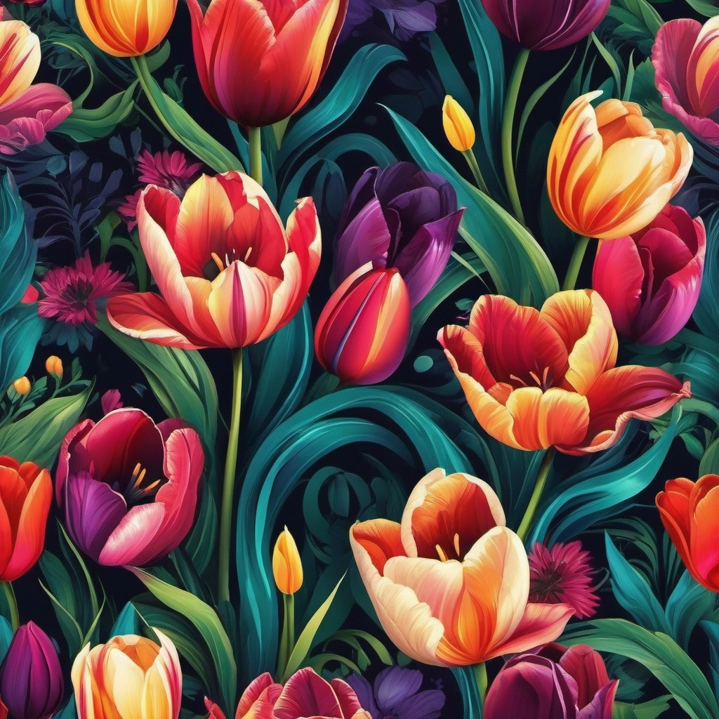 Flower Wallpaper iPhone - Vibrant Tulip Garden on iPhone  intricate patterns, splash art, wallpaper art