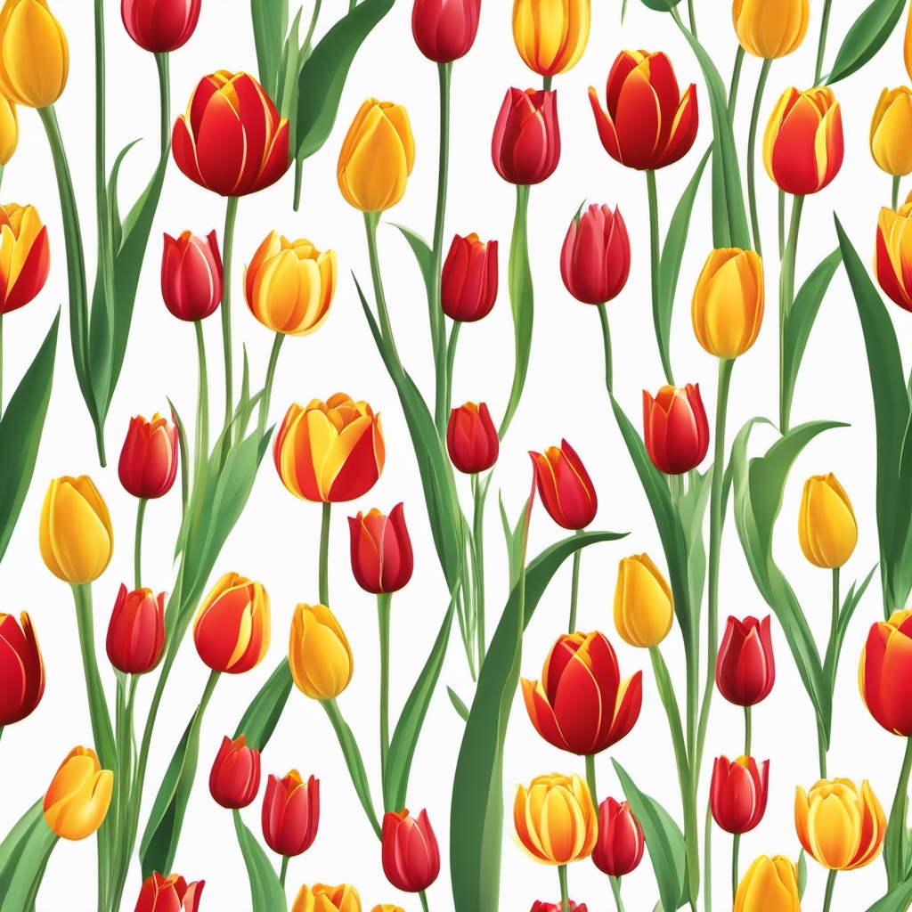 Tulips Clipart,Designing a spring-themed event with tulips clipart  simple, 2d flat