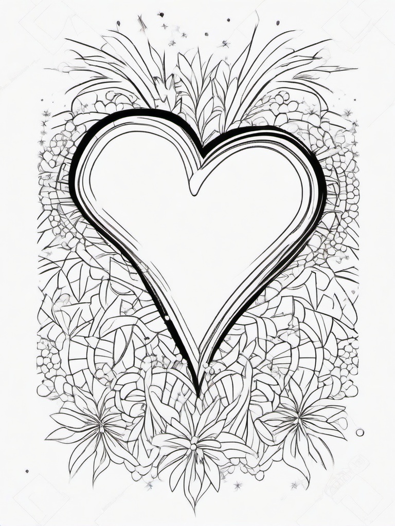 Heart Fireworks Coloring Pages - Heart-Shaped Fireworks Lighting the Sky  minimal black outline printable sheet, coloring page