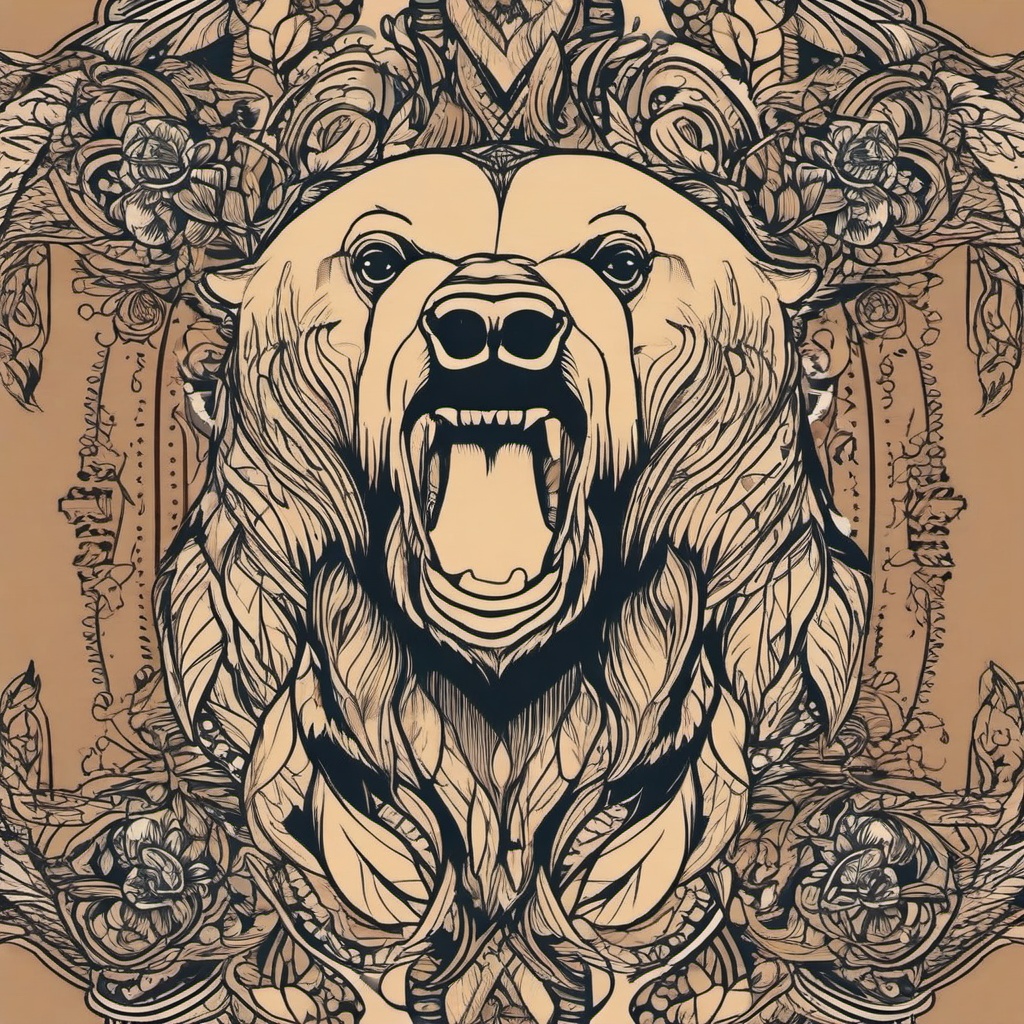 bear standing tattoo  simple vector color tattoo