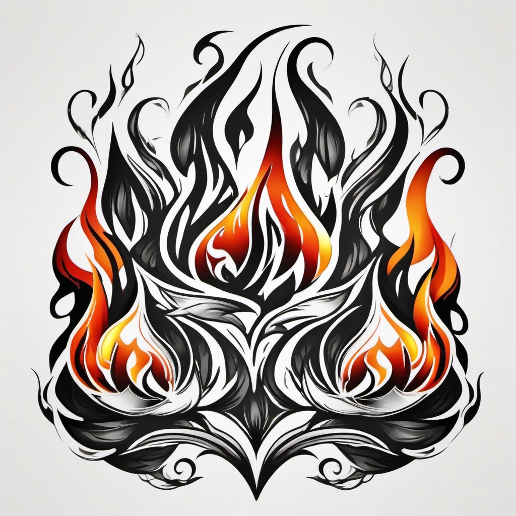 flame tattoo black  simple color tattoo,white background