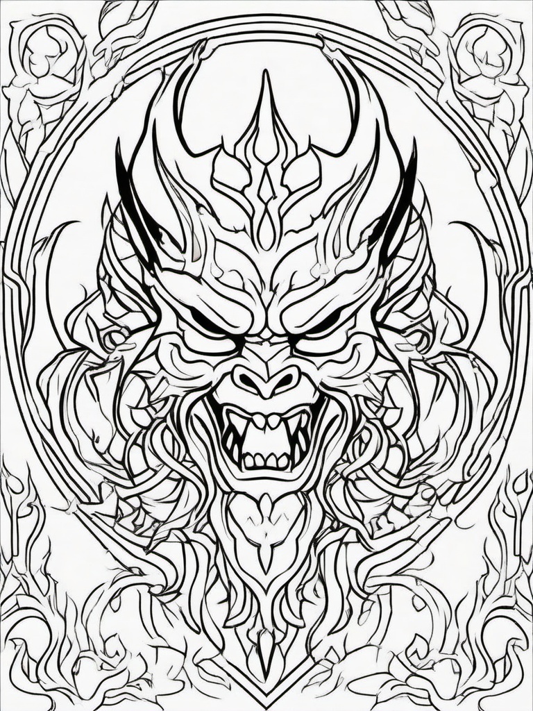 Demon Coloring Pages - Evil Supernatural Being from Hell  minimal black outline printable sheet, coloring page