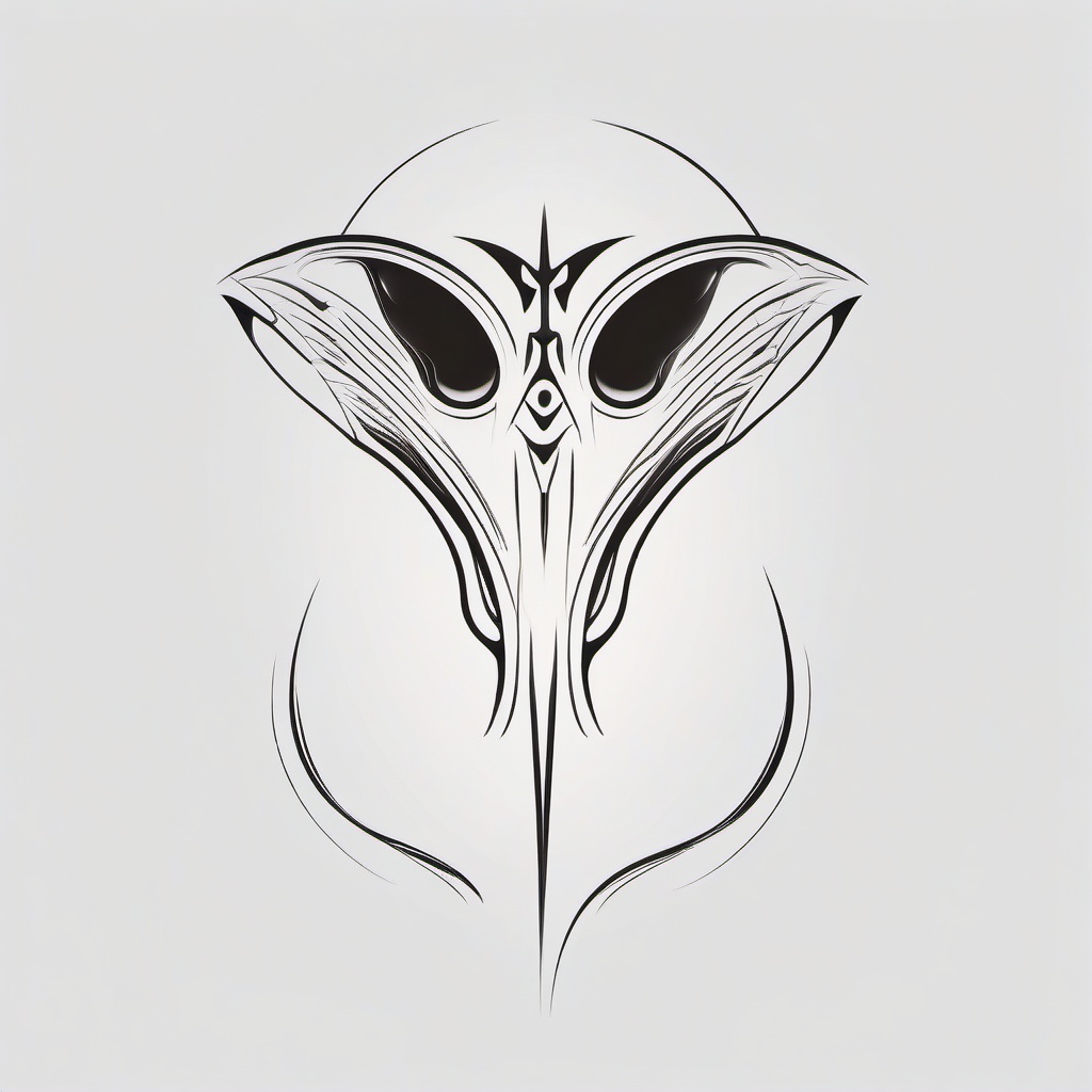 Minimal Alien Tattoo - Embrace simplicity and style with a minimalistic alien-themed tattoo.  simple color tattoo,vector style,white background