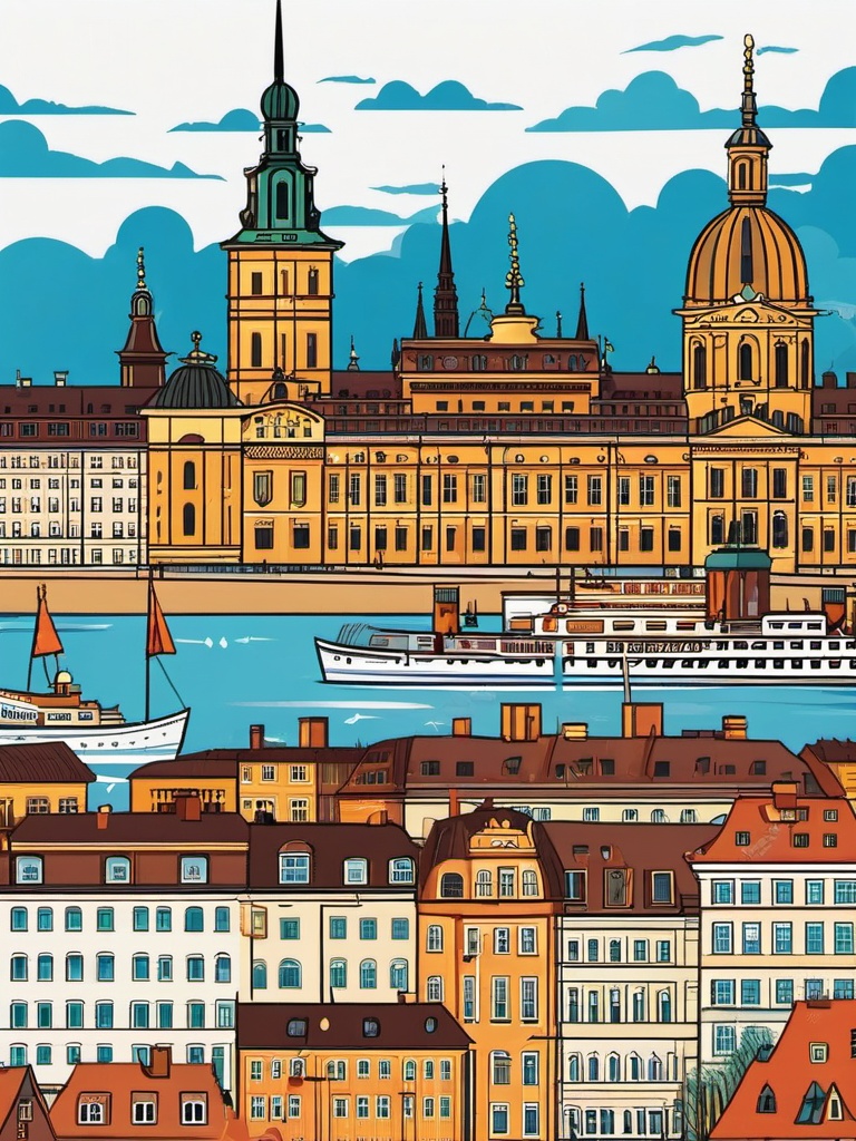 Stockholm clipart - Stockholm Palace and city islands, ,color clipart vector style