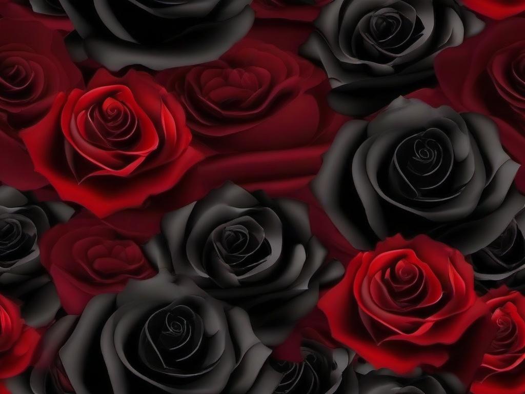 Red And Black Rose Background-Deep red background with black roses scattered in a romantic, dramatic style  background wallpaper