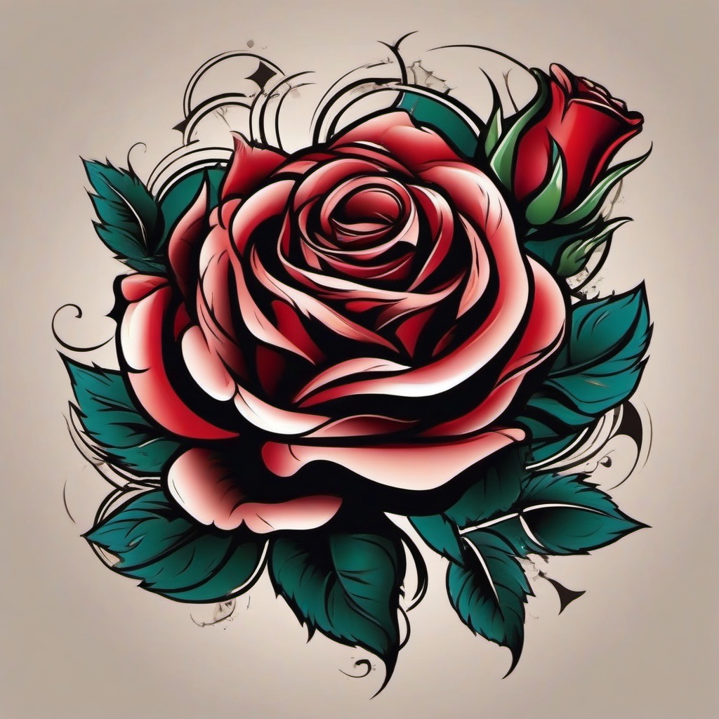 chicano style rose tattoo  simple vector color tattoo