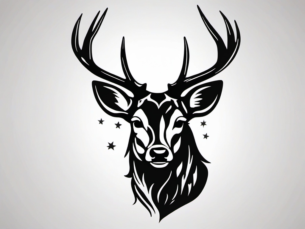 browning deer head tattoos  simple color tattoo,minimal,white background