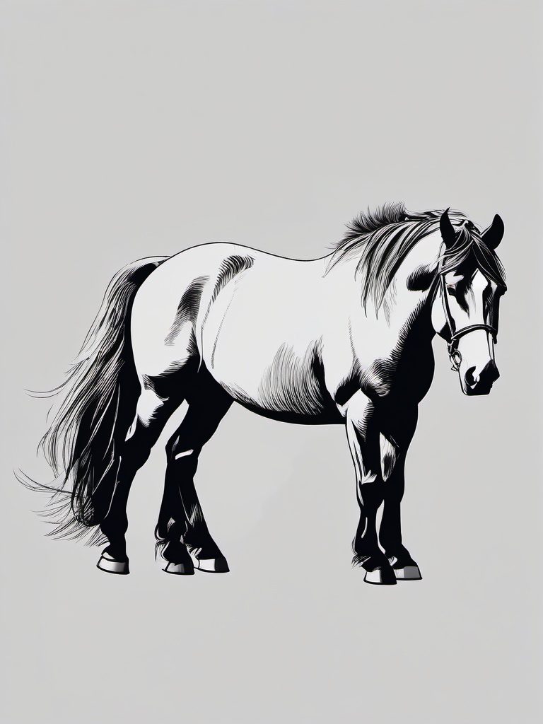 drawing of Shire horse  minimal rough sketch scribbles,doodles,black and white