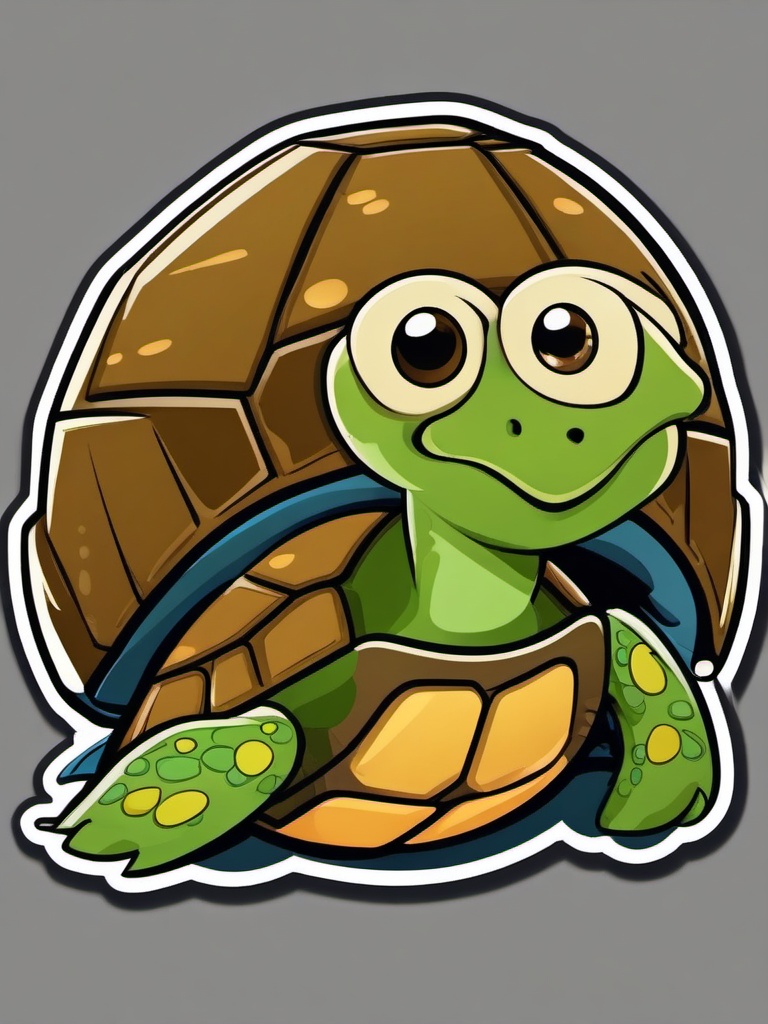 Turtle cartoon - hard-shelled swimmer  cartoon sticker style