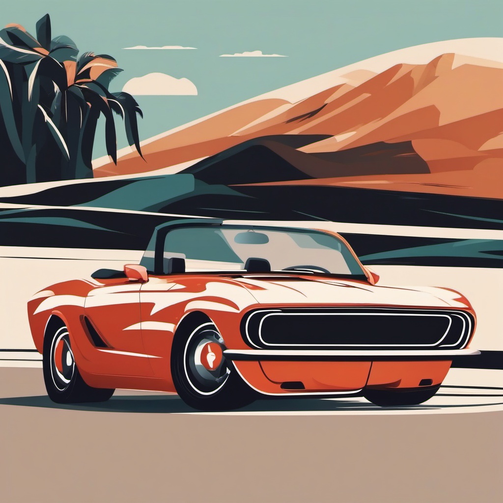 Convertible Sports Car Clipart - A stylish convertible sports car.  color vector clipart, minimal style