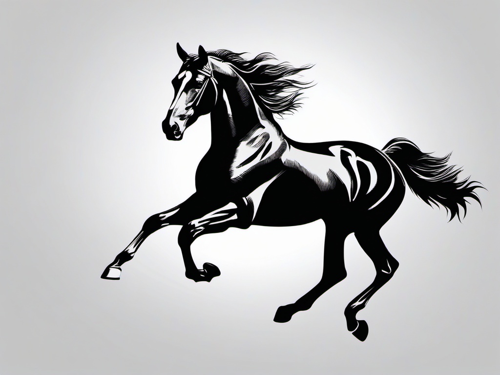 jumping horse tattoo  simple tattoo,minimalist,white background