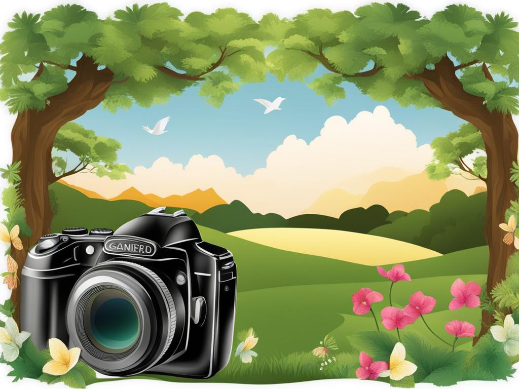 camera clip art,capturing magical moments in a scenic landscape 