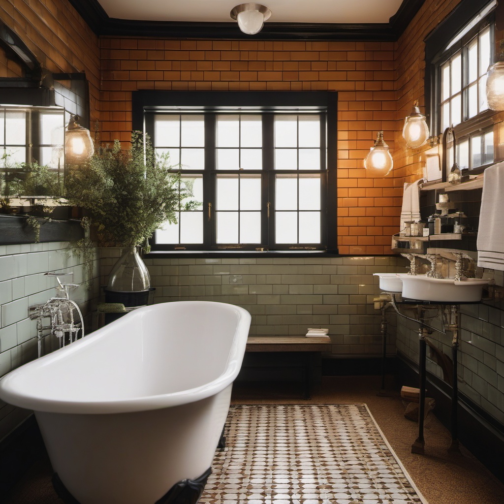 Vintage Bathroom Charm - Vintage bathroom charm with clawfoot tubs and subway tiles. realistic, professional photography, bokeh, natural lighting, canon lens, shot on dslr 64 megapixels sharp focus